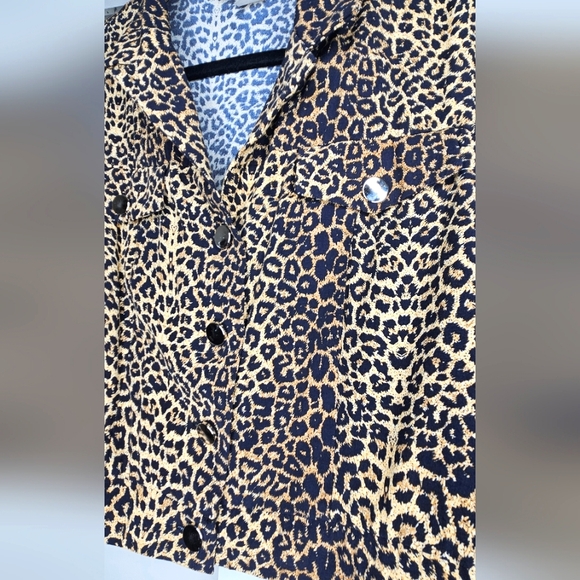 90s VTG MENU Leopard Print Cropped Jacket Sz 12 - Picture 5 of 7